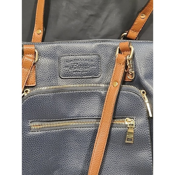 G H Bass & Co Large Tote Shoulder Bag Navy Purse - Picture 2 of 6
